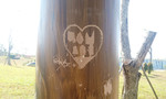 Vẽ bậy 'tình yêu' lên trụ cột trong khu viên tượng đài Mẹ gây phản cảm