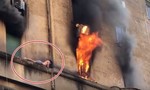 Clip lính cứu hỏa cứu thanh niên ngoài cửa sổ căn hộ đang cháy