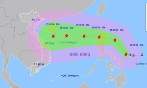 Bão Trà Mi có khả năng mạnh cấp 12, giật cấp 15, hướng vào Trung Bộ