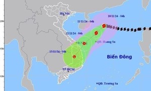 Bão Yinxing mạnh cấp 14, giật cấp 17, tốc độ di chuyển khoảng 5km/h