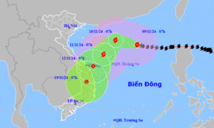 Bão Yinxing giật cấp 17, hướng di chuyển xuống phía Nam