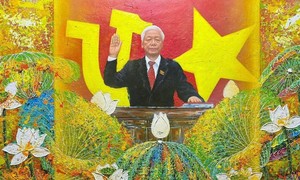 Họa sĩ, nghệ nhân tưởng nhớ Tổng Bí thư Nguyễn Phú Trọng qua tranh