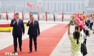 Toàn cảnh Lễ đón Tổng Bí thư, Chủ tịch nước Tô Lâm thăm cấp Nhà nước đến Trung Quốc