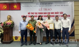 Trao hỗ trợ, khen thưởng các tác phẩm báo chí hay, xuất sắc viết về TPHCM Quý II năm 2026