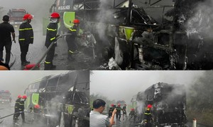 Video: Xe khách bất ngờ bốc cháy trên đường, hành khách thoát nạn an toàn