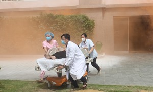 Công an TPHCM: Diễn tập PCCC-CNCH tại Bệnh viện đa khoa Hồng Đức II