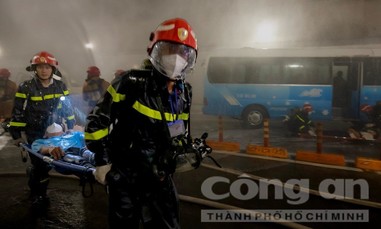Hơn 1.200 người tham gia diễn tập chữa cháy cứu nạn tại đường hầm sông Sài Gòn