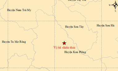 Xảy ra động đất có độ lớn 4,4 tại Kon Tum, độ sâu chấn tiêu khoảng 8 km