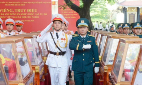 Trang nghiêm buổi tổng duyệt Lễ viếng, truy điệu và an táng 731 hài cốt liệt sĩ tại TPHCM