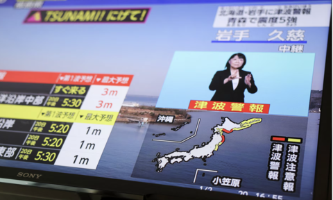 Động đất mạnh 7,5 độ richter ngoài khơi Nhật Bản, cảnh báo sóng thần