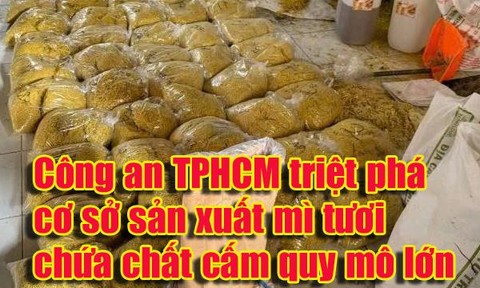 Video Công an TPHCM triệt phá cơ sở sản xuất 2.800 tấn mì tươi chứa chất cấm độc hại