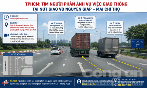 CSGT đề nghị người dân cung cấp thông tin về vụ vi phạm giao thông gần ngã 3 Cát Lái