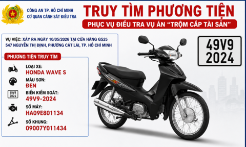 Cơ quan CSĐT Công an TPHCM truy tìm xe máy liên quan vụ trộm cắp tài sản