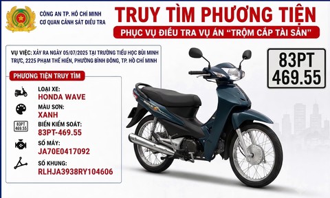 Công an TPHCM truy tìm xe máy liên quan vụ trộm cắp tài sản