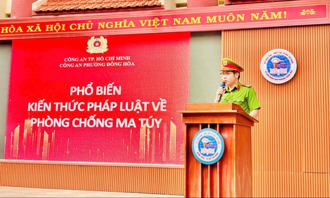 Công an phường Đông Hòa: Tuyên truyền phòng chống ma túy tại Trường THCS Bình An