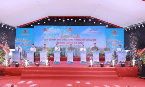 Khởi công xây dựng gần 900 căn nhà ở xã hội cho cán bộ, chiến sĩ Công an ở Hà Tĩnh